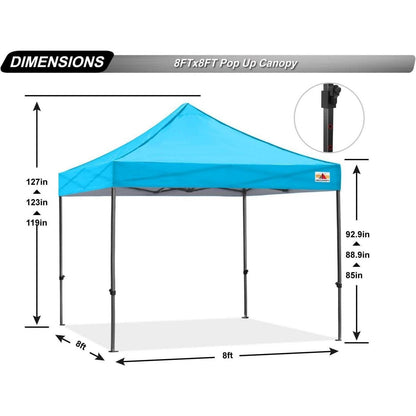 Wasserdichter Pop-up Pavillon 2,5x2,5m Himmelblau mit Tragetasche