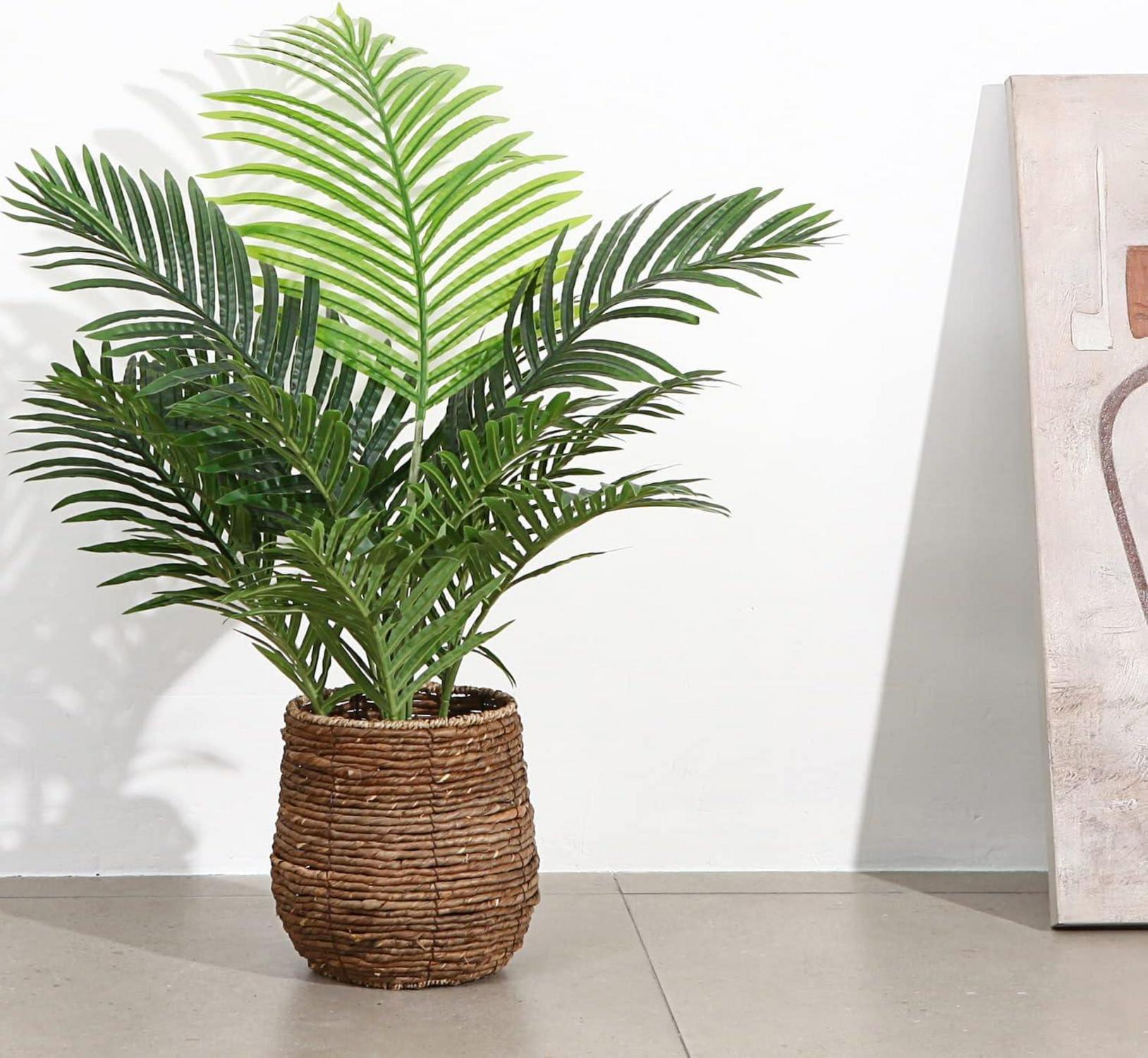 Kunstpflanze groß 90cm Areca Kunstpalme im Topf grün Fake Plant