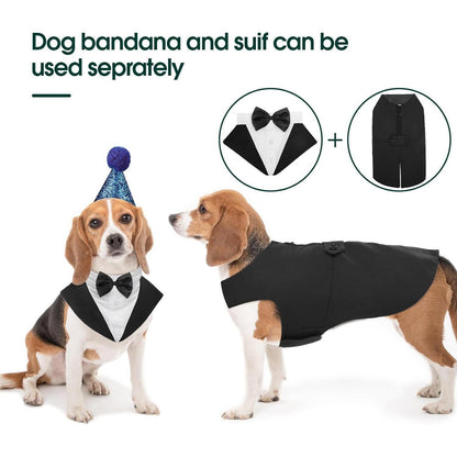 Kuoser Hund Smoking Anzug Bandana Set Hochzeit Halloween