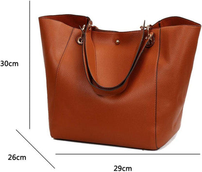 Damen Vintage 2-in-1 PU-Leder Shopper Hobo Handtasche Elegant