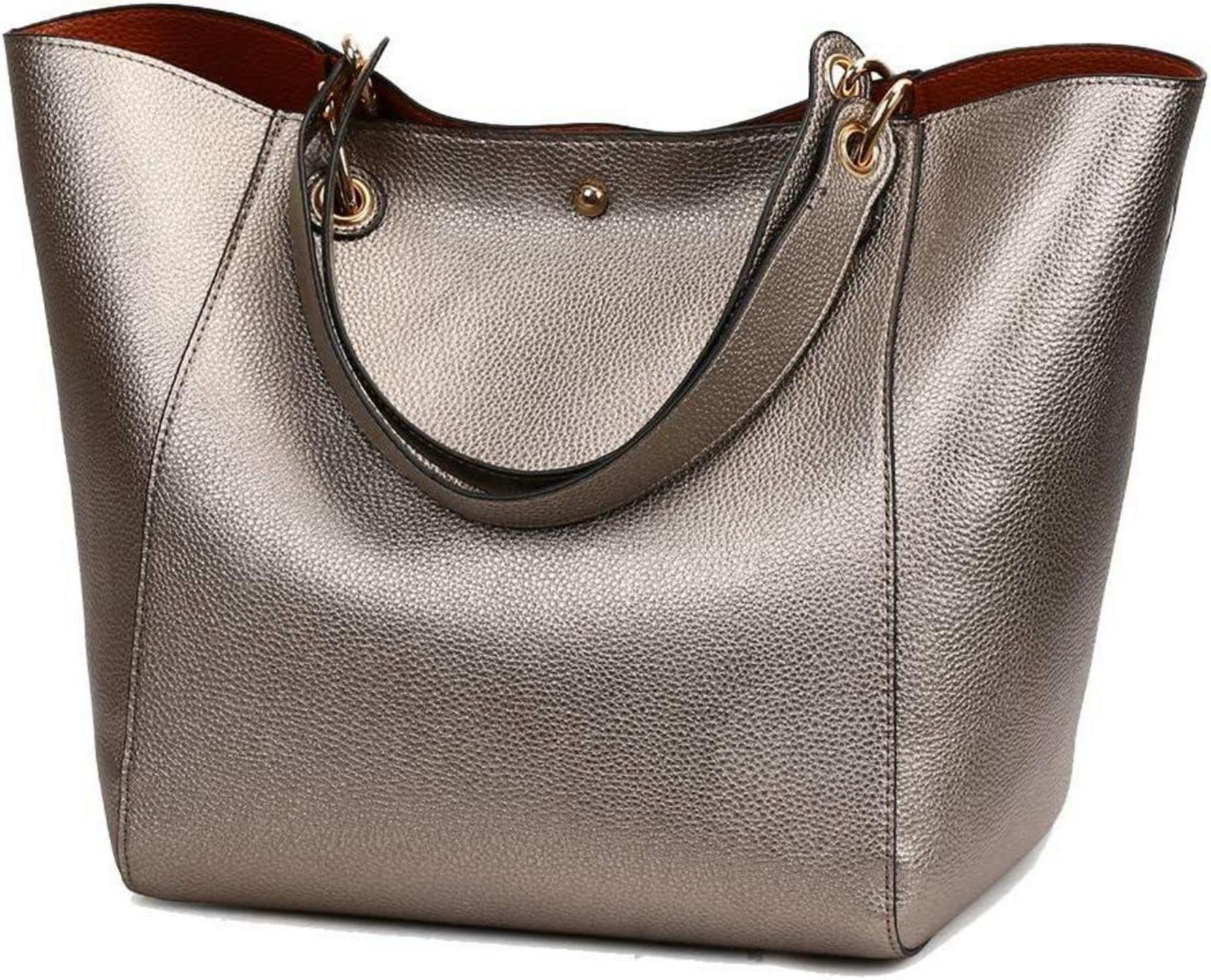 Damen PU-Leder Vintage Shopper Schultertasche Elegant Eimer Handtasche