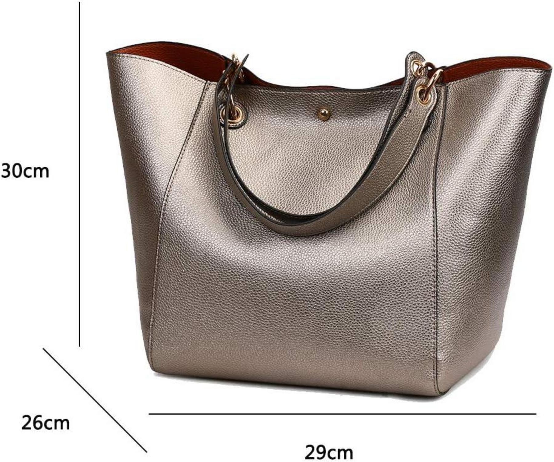 Damen PU-Leder Vintage Shopper Schultertasche Elegant Eimer Handtasche