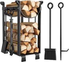 Kaminholzregal mit Werkzeugen 78x29x35.8cm Innen/Außen, 2 Ablagen