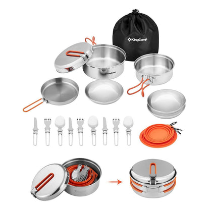 Camping Kochgeschirr Set für 3 Personen – 22 Teile