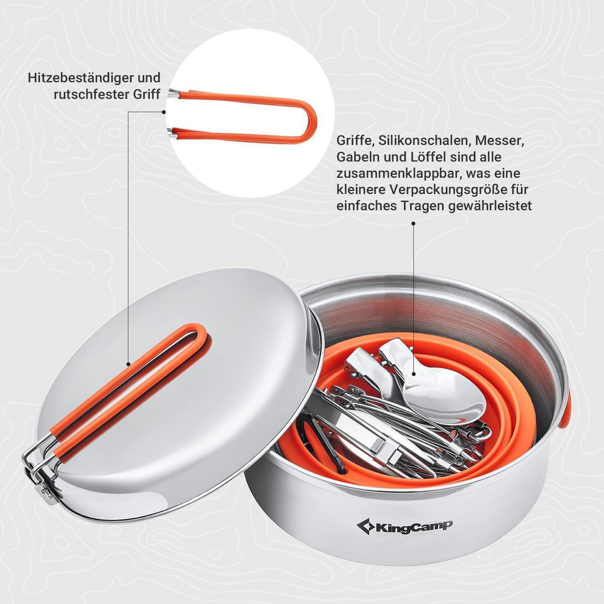 Camping Kochgeschirr Set für 3 Personen – 22 Teile