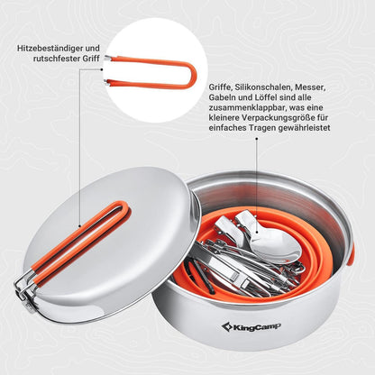 Camping Kochgeschirr Set für 3 Personen – 22 Teile