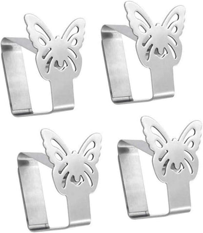 Tischtuchklammern aus Edelstahl, Schmetterling-Motive, 4er-Set