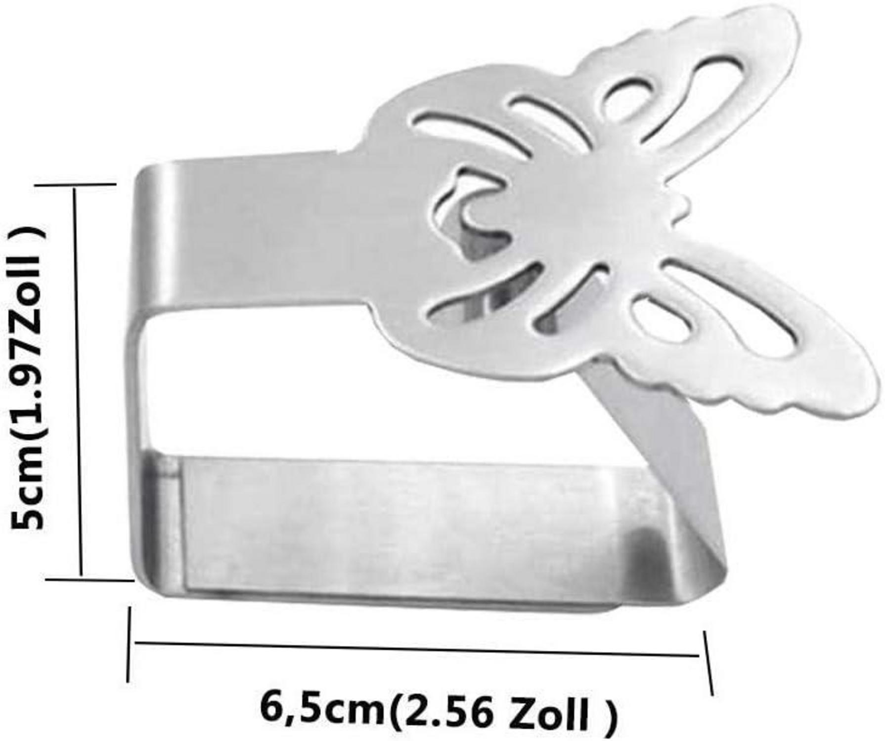 4er-Set Edelstahl Schmetterling Tischtuchklammern für