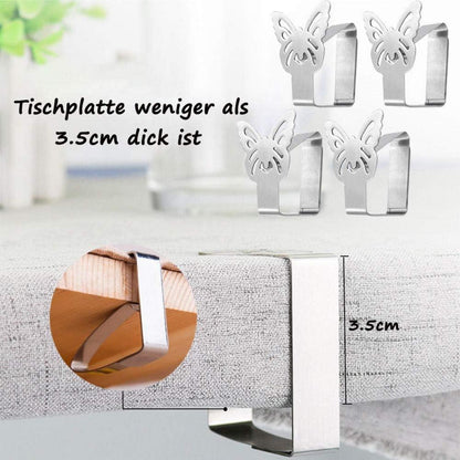 Tischtuchklammern aus Edelstahl, Schmetterling-Motive, 4er-Set