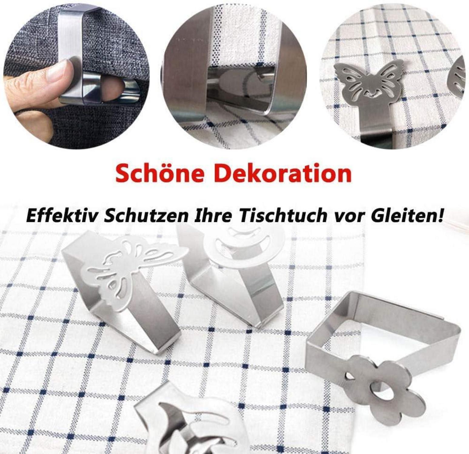 Edelstahl Tischtuchklammern 4er-Set Schmetterling-Motive Silber 3.5 cm Clamp Clamp