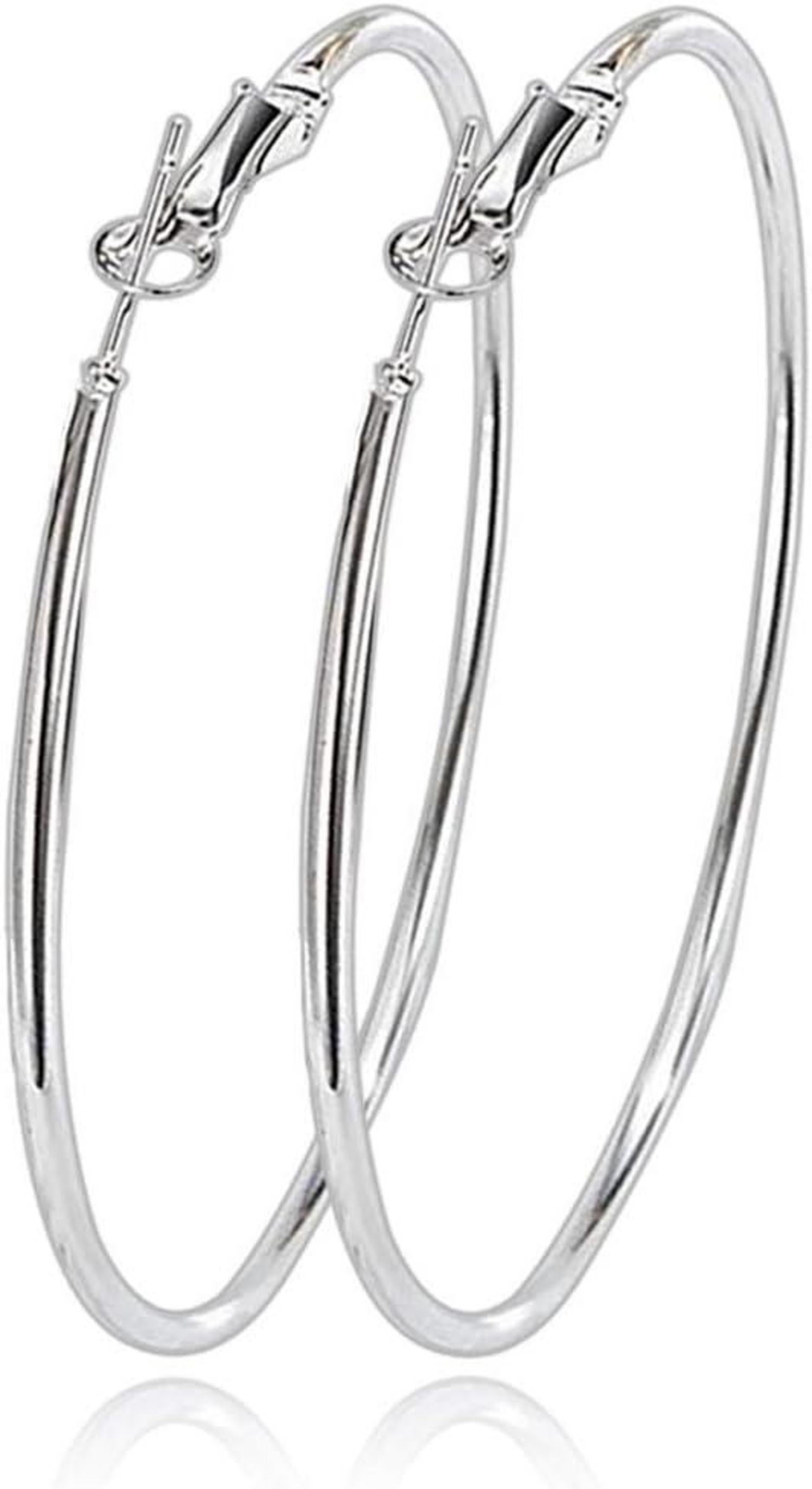 925 Sterling Silber Kreis Endless Creolen Ohrringe für Damen 55mm