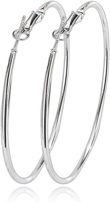 925 Sterling Silber Kreis Endless Creolen Ohrringe für Damen 55mm
