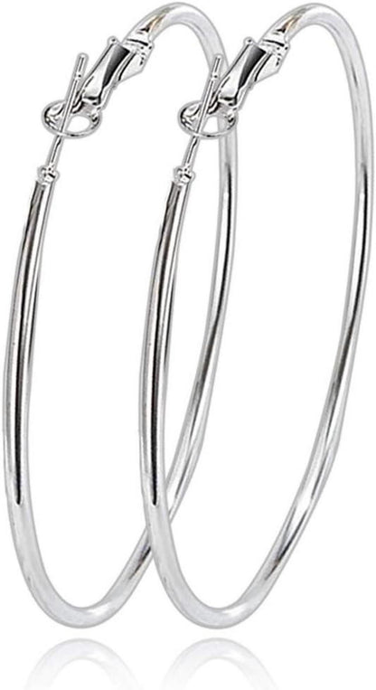 925 Sterling Silber Kreis Endless Creolen Ohrringe für Damen 55mm
