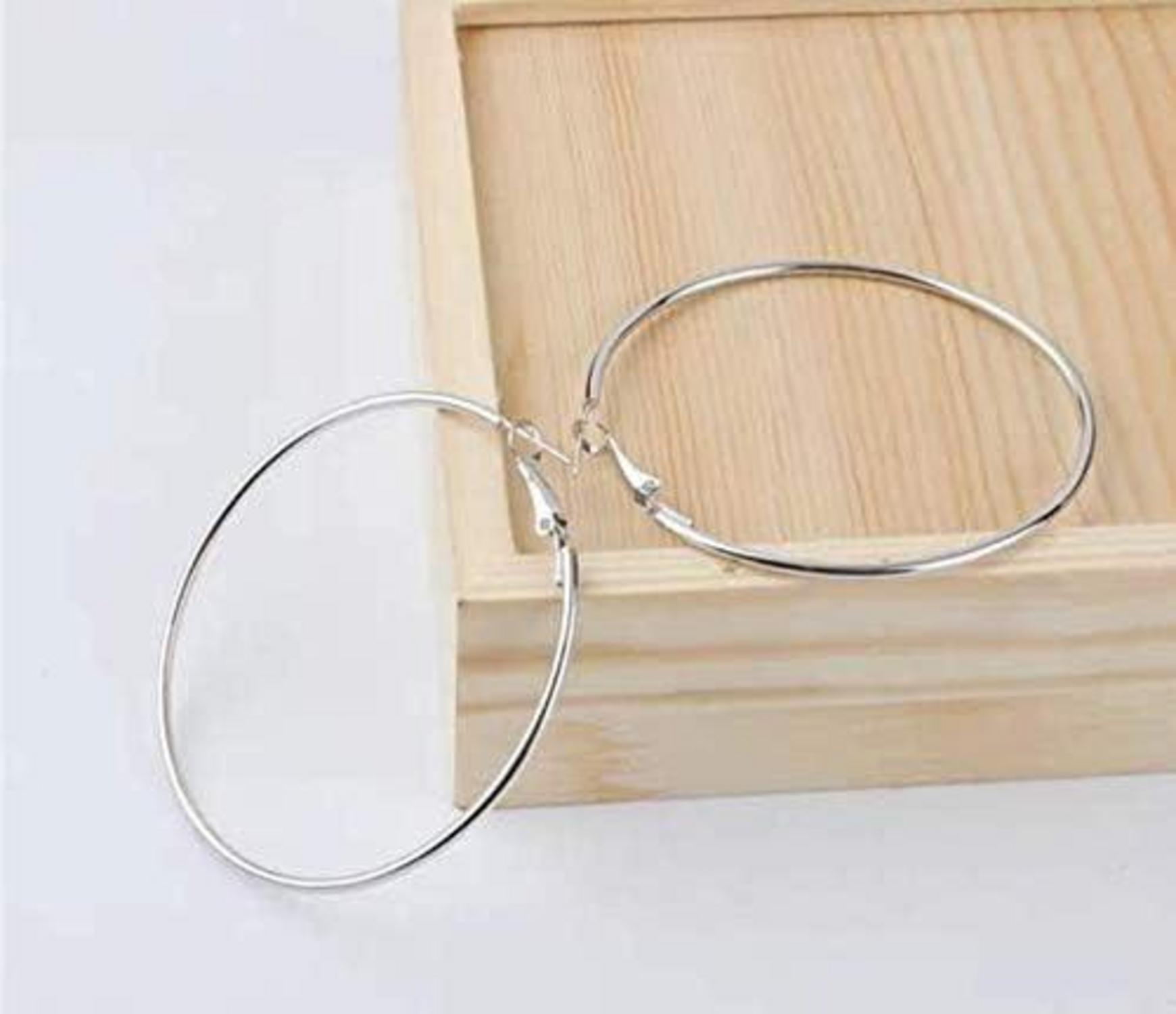 925 Sterling Silber Kreis Endless Creolen Ohrringe für Damen 55mm