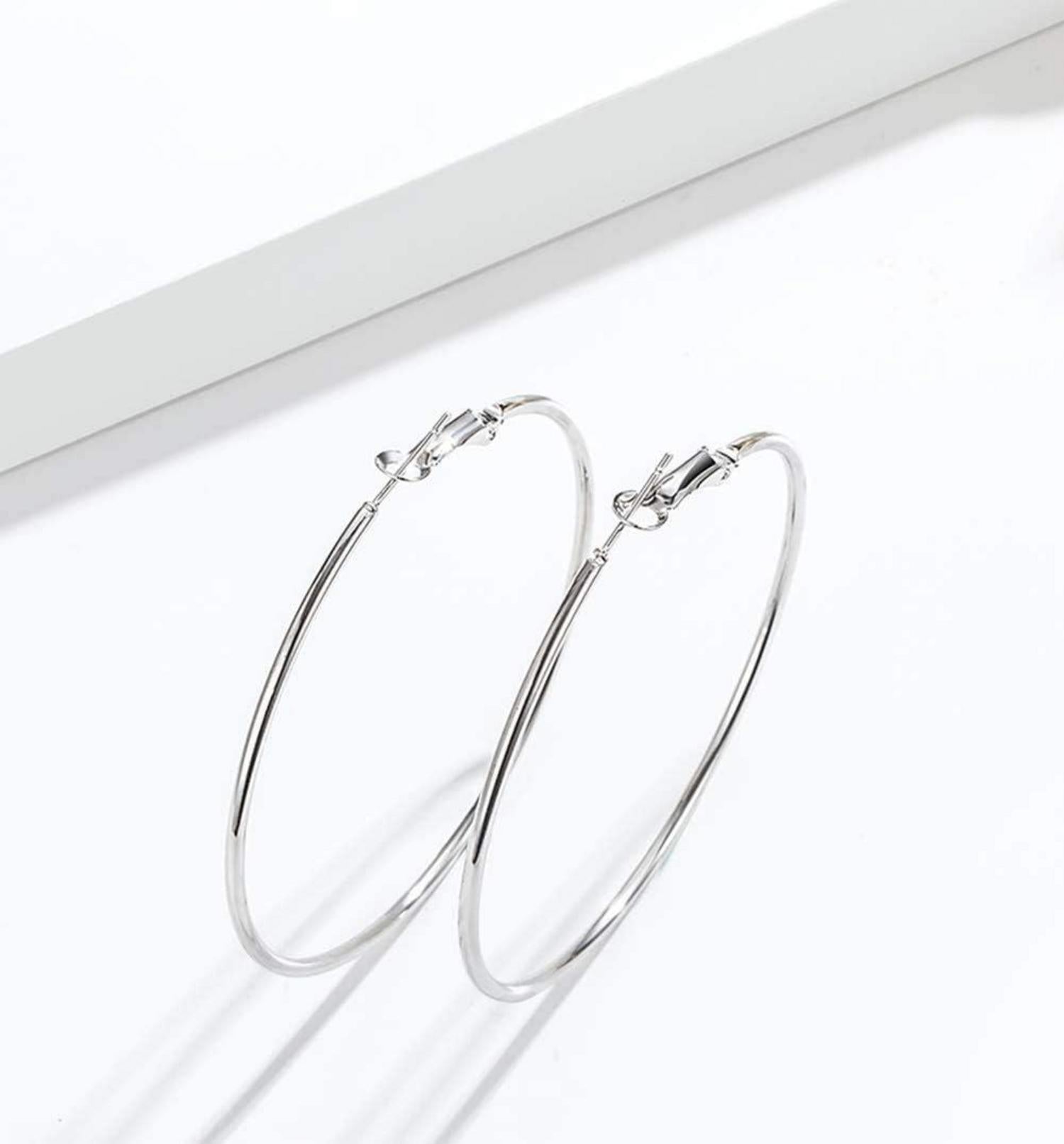 925 Sterling Silber Kreis Endless Creolen Ohrringe Damen 55mm