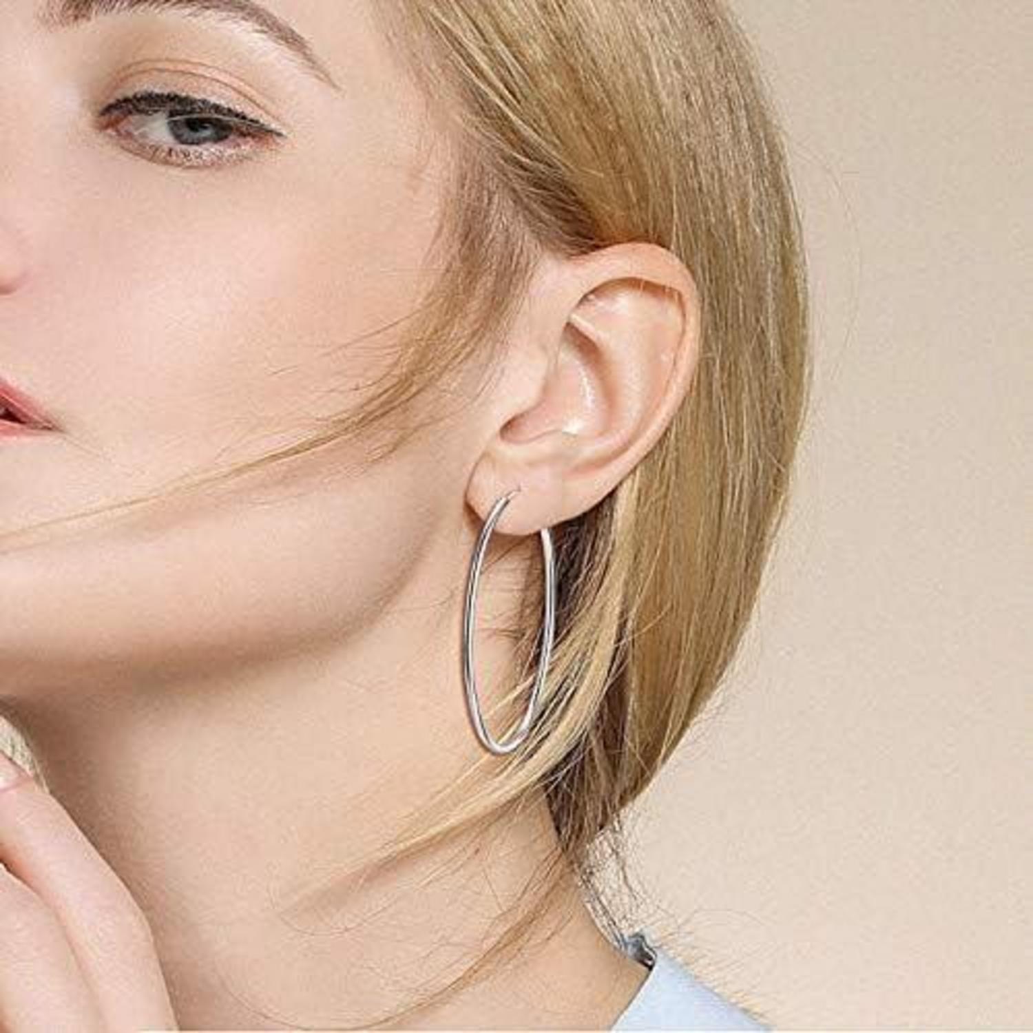 925 Sterling Silber Kreis Endless Creolen Ohrringe für Damen 55mm
