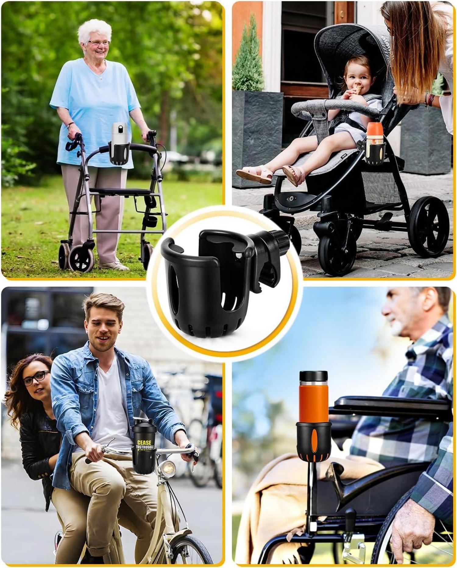 Universal Getränkehalter für Kinderwagen und Fahrrad, Schwarz