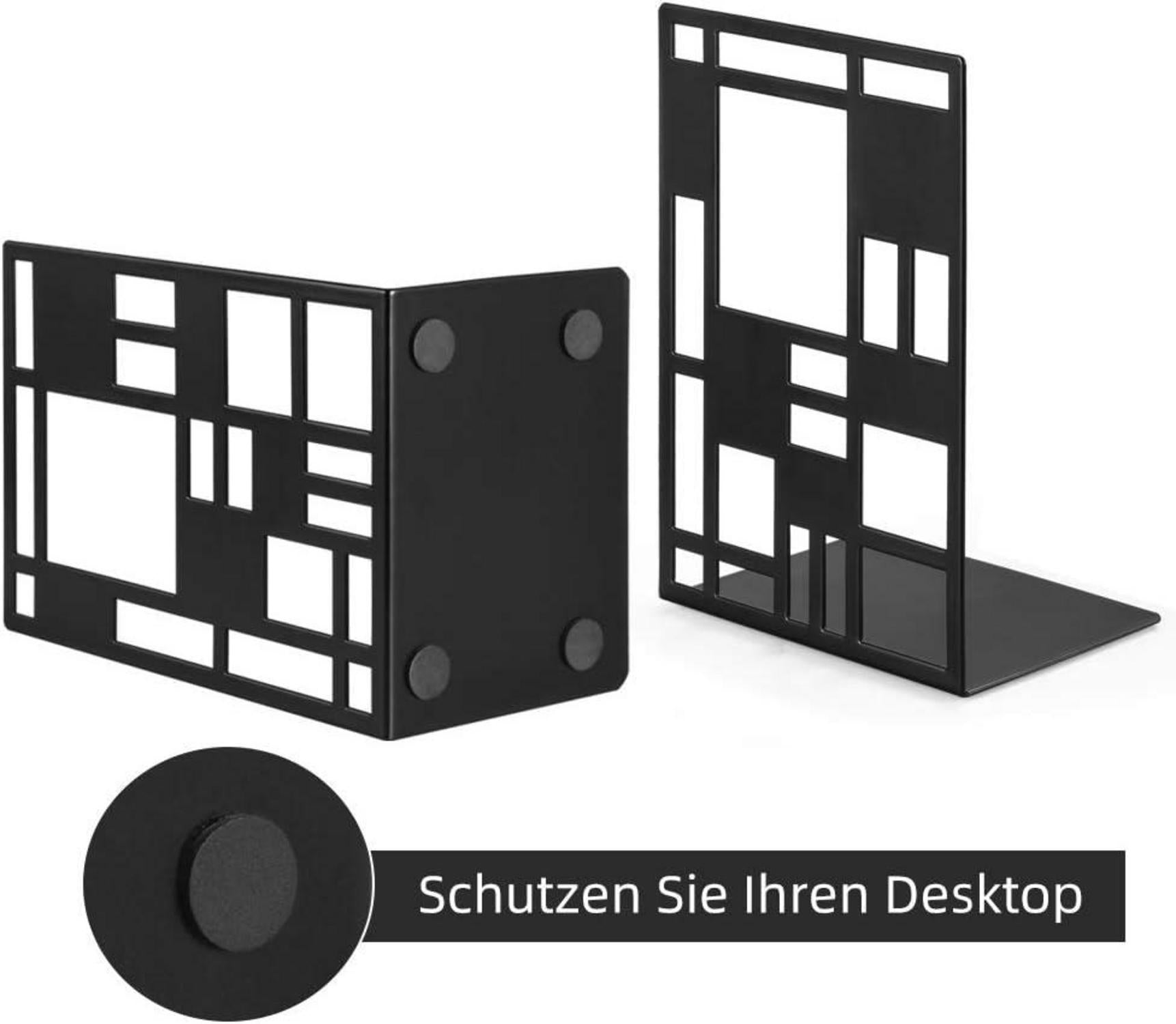 Buchstütze Metall schwarz 3 Paar für Regal - Bookends