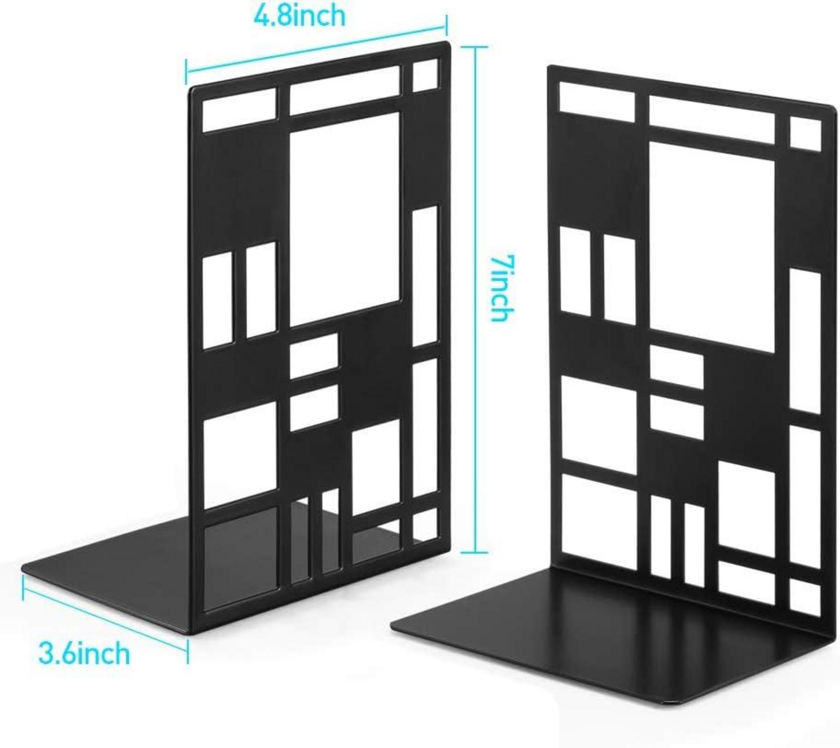 INNOPLUS Buchstütze Metall schwarz 3 Paar Bücher Halter Regal Bookends