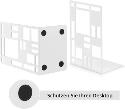 Buchstütze Metall Weiß 3 Paar Bookends CD Kinder Halter