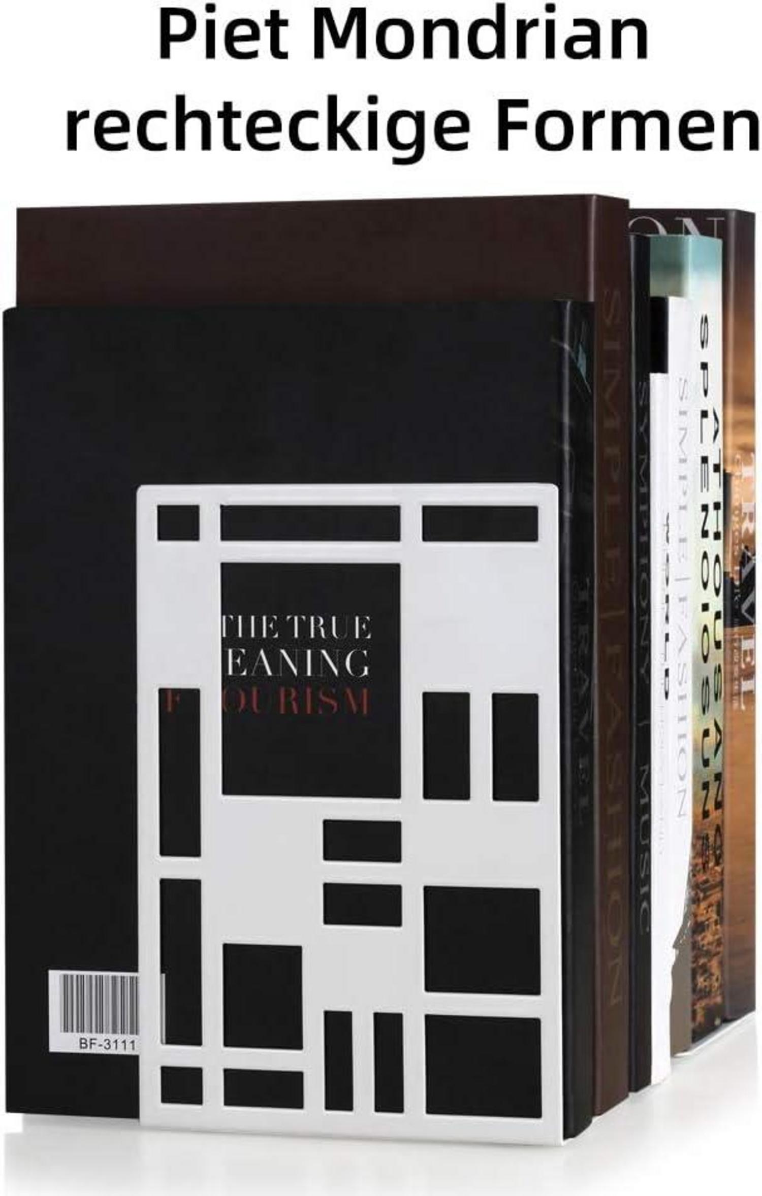 INNOPLUS Buchstütze Metall Weiß 3 Paar - Buchständer Bookends Bücher Halter