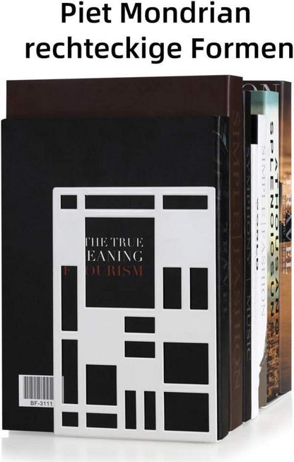 INNOPLUS Buchstütze Metall Weiß 3 Paar - Buchständer Bookends Bücher Halter