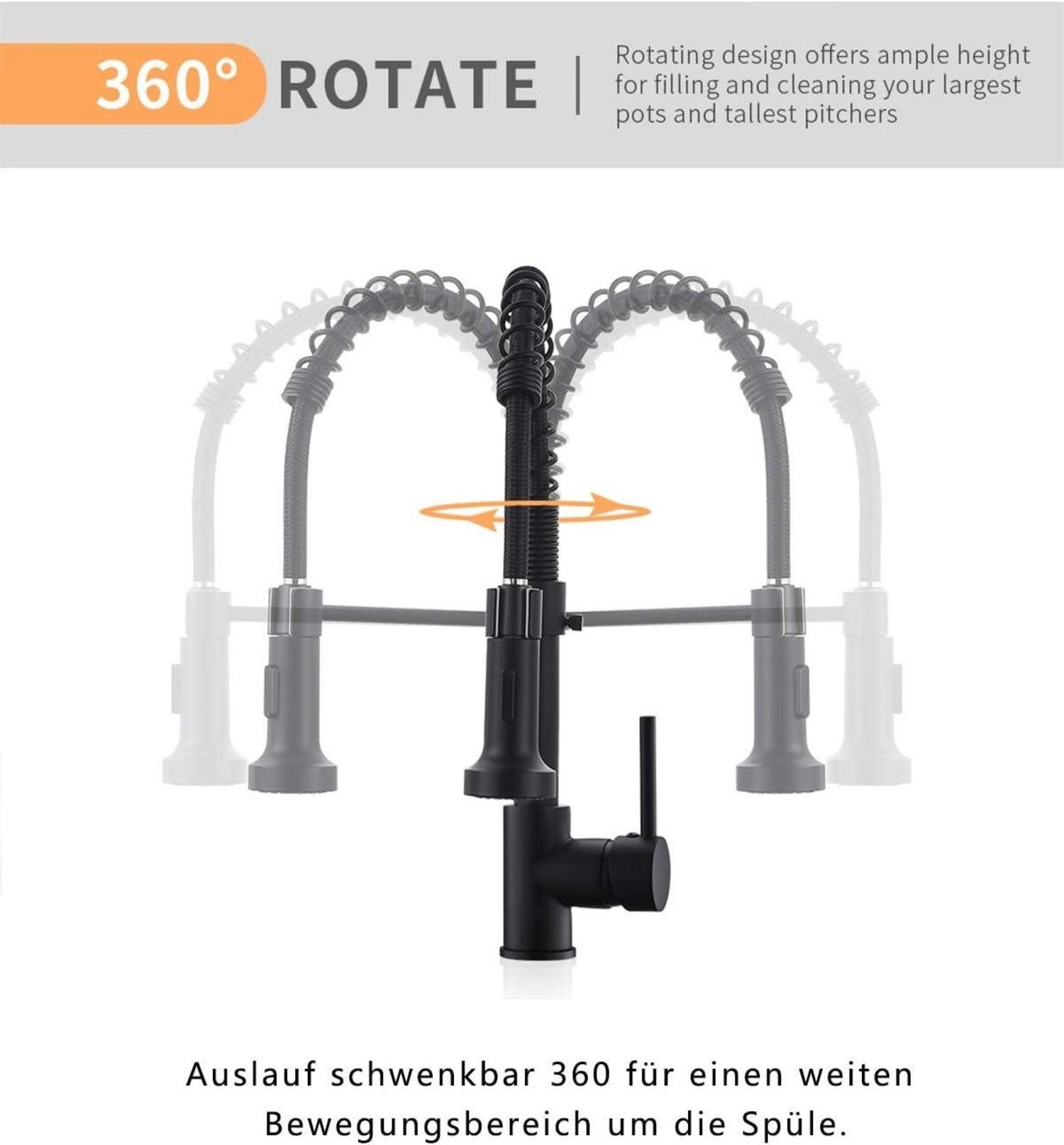 Schwarze Niederdruck Küchenarmatur 360° drehbar Einhand Spüle