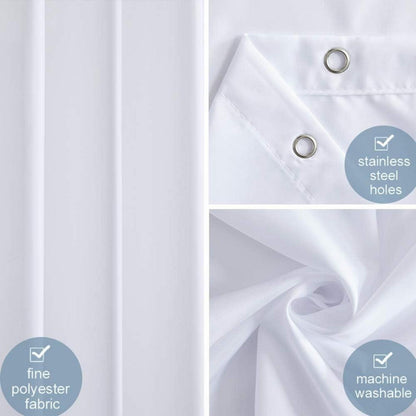 Duschvorhang Textil 120x180 Polyester Schimmelresistent Weiß mit 8