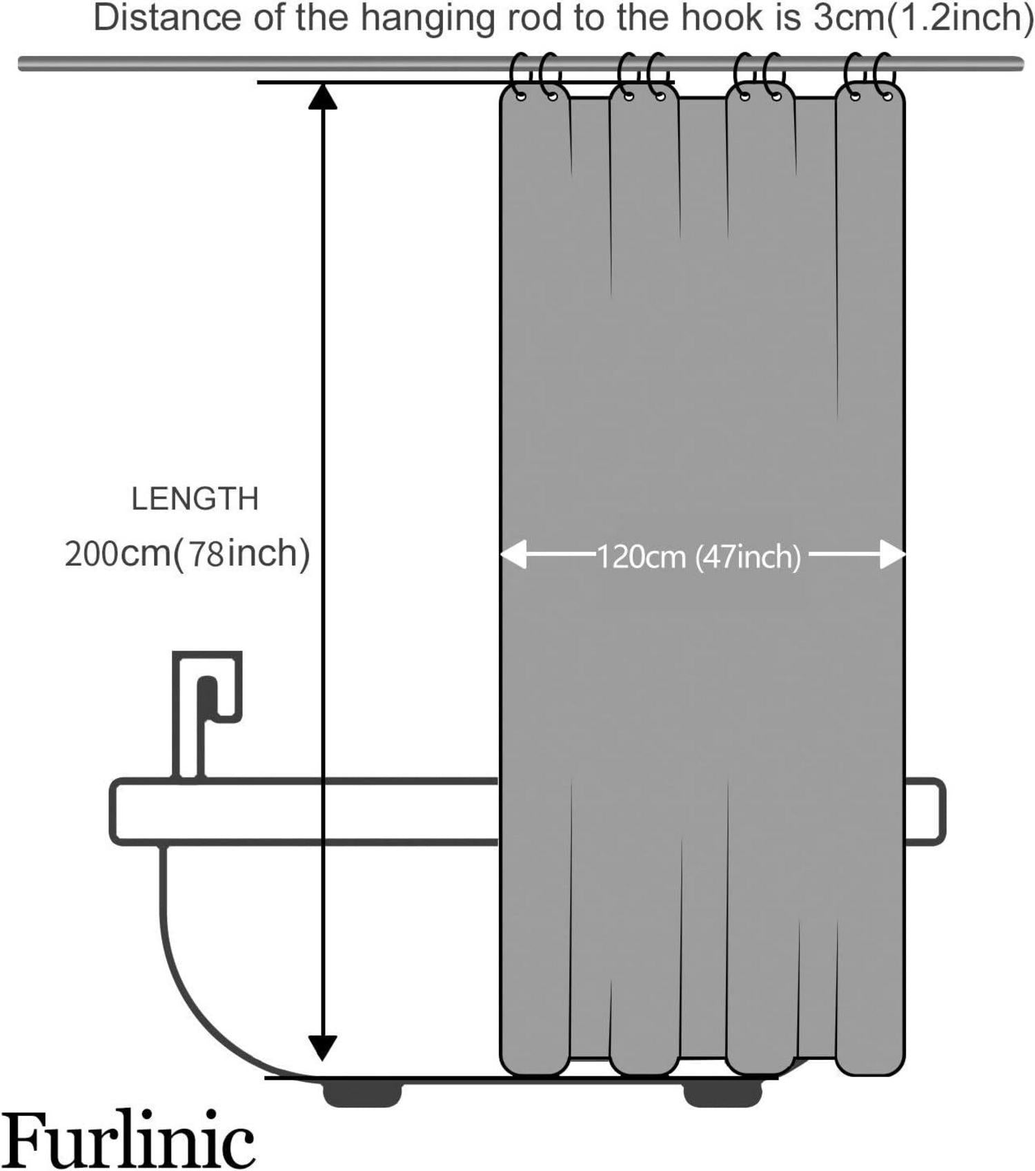 Duschvorhang Textil Anti-schimmel Wasserdicht Waschbar Grau 120x200cm
