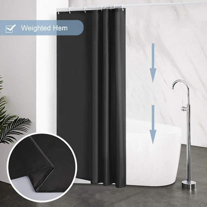 Furlinic Duschvorhang 120x180 Textil Polyester Schwarz, Wasserdicht, Schimmelresistent, Waschbar mit 8