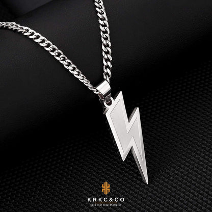 KRKC&CO Anhänger Kette 18K Gold/Weißgold Cuban Link Hip Hop Blitz