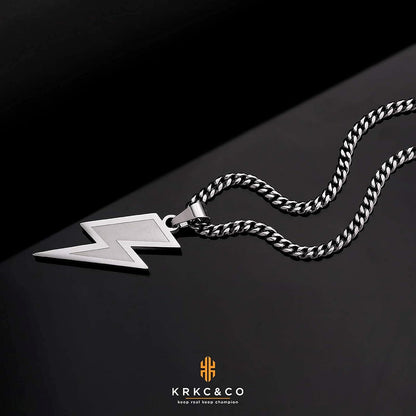 KRKC&CO Anhänger Kette 18K Gold/Weißgold Cuban Link Hip Hop Blitz