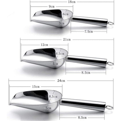 Eisschaufel Edelstahl 3er-Set für Küche Bar Party Buffet