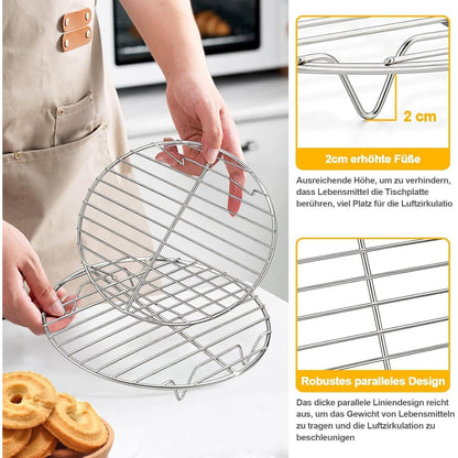 Abkühlgitter Edelstahl Rund 2er Set Backen Kühlen Dämpfen