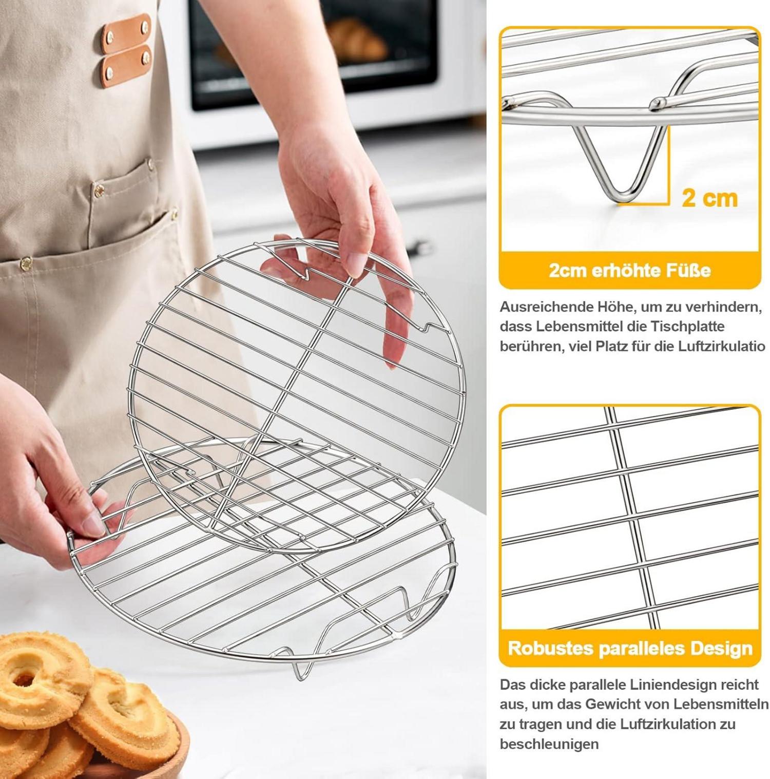 Auskühlgitter Edelstahl für Kuchen Backform 27cm - 2er Set