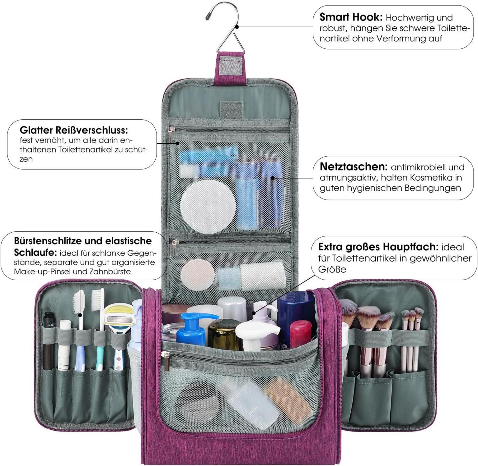 Hänge-Kulturbeutel wasserabweisend extra groß mit vielen Fächern