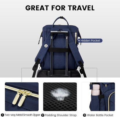 Business Laptop Rucksack Damen 15,6 Zoll Wasserdicht Blau