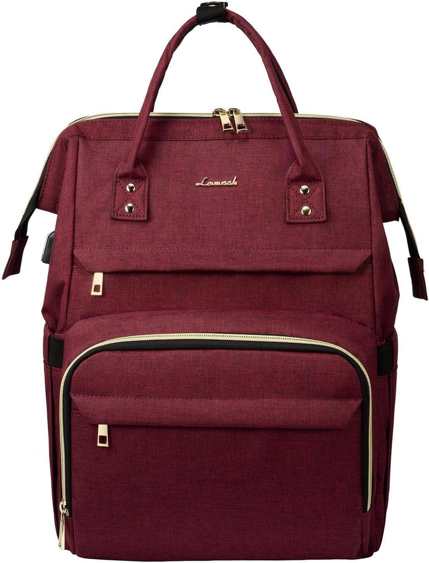 Damen Rucksack mit Laptopfach Wasserdicht Multitaschen Weinrot