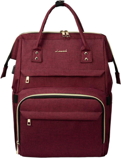 Damen Rucksack mit Laptopfach Wasserdicht Multitaschen Weinrot