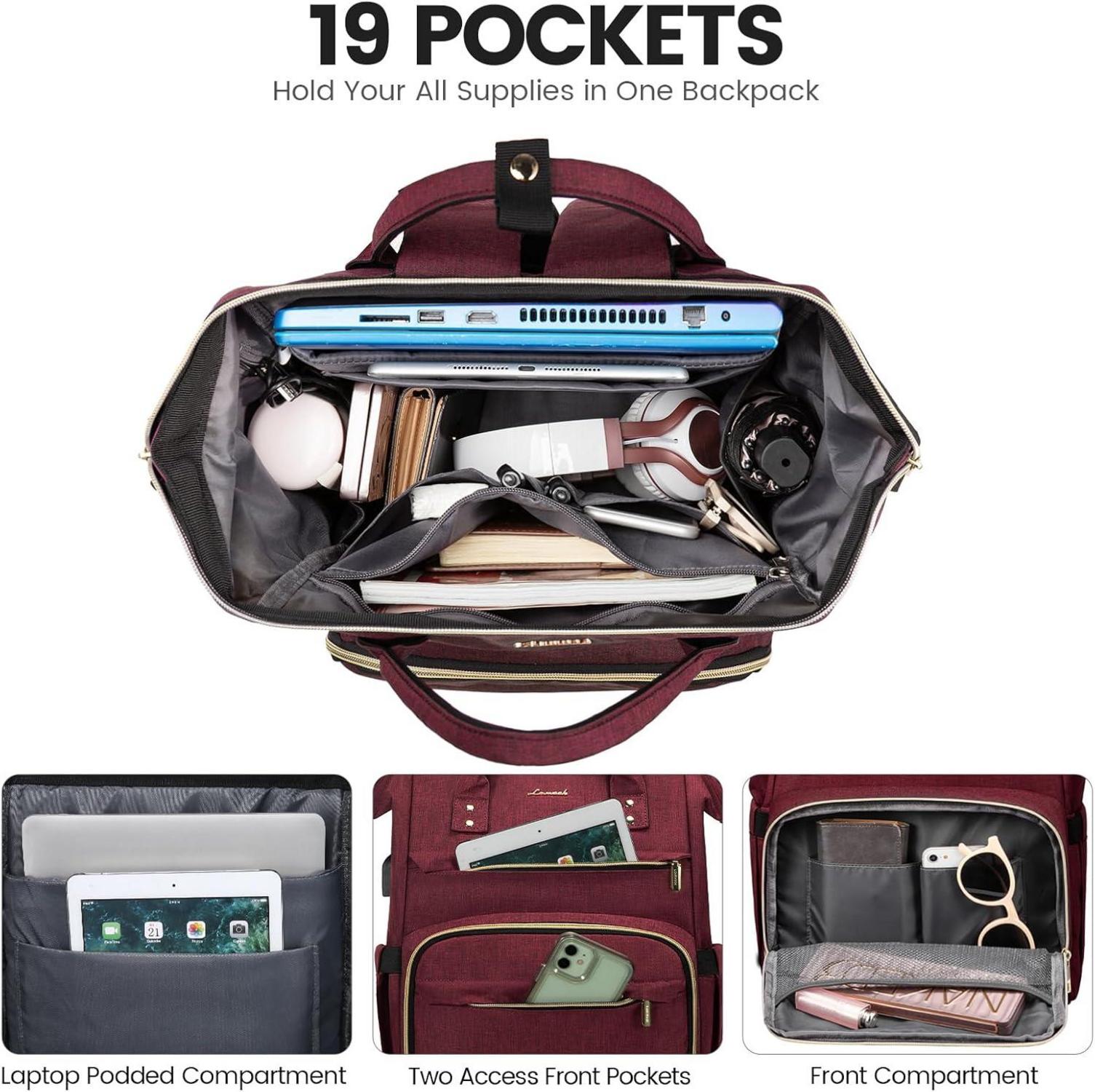 Damen Rucksack 15,6 Zoll Laptopfach wasserdicht Uni Business