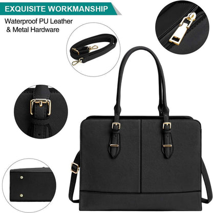 Lubardy Handtasche Damen Shopper Groß Wasserdicht Leder 15.6 Zoll Schwarz