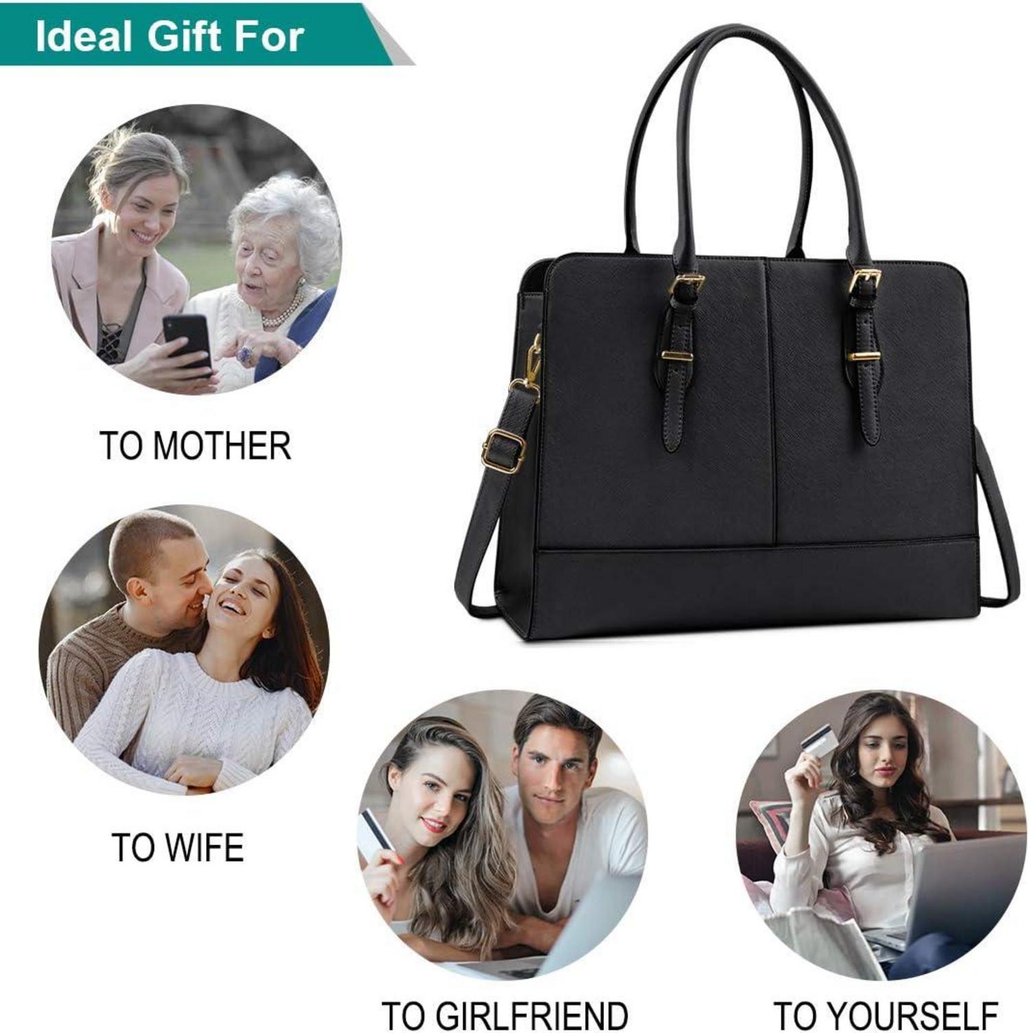 Schwarze Damen Handtasche Shopper Wasserdicht 15.6 Zoll Laptop Büro Business