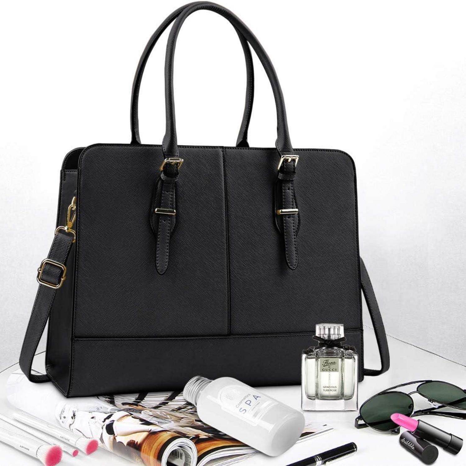 Schwarze Damen Handtasche Shopper Wasserdicht 15.6 Zoll Laptop Büro Business