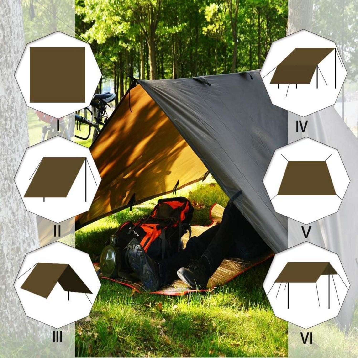 Zeltplane Tarp Hängematte Regenschutz Outdoor Camping Wasserdicht 3x3M