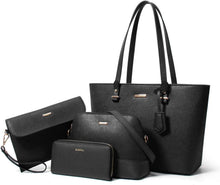 Damen Handtasche Tote Schultertasche Shopper Umhängetasche 4-teiliges