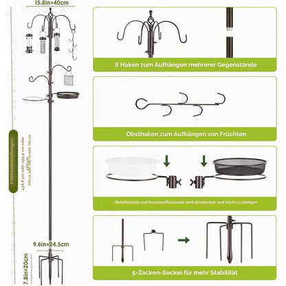 Vogel Futterstation Set mit Ständer – 238cm Höhenverstellbar