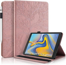 Aswant Galaxy Tab A 10.5 2018 Hülle Geprägter Baum PU Leder Flip