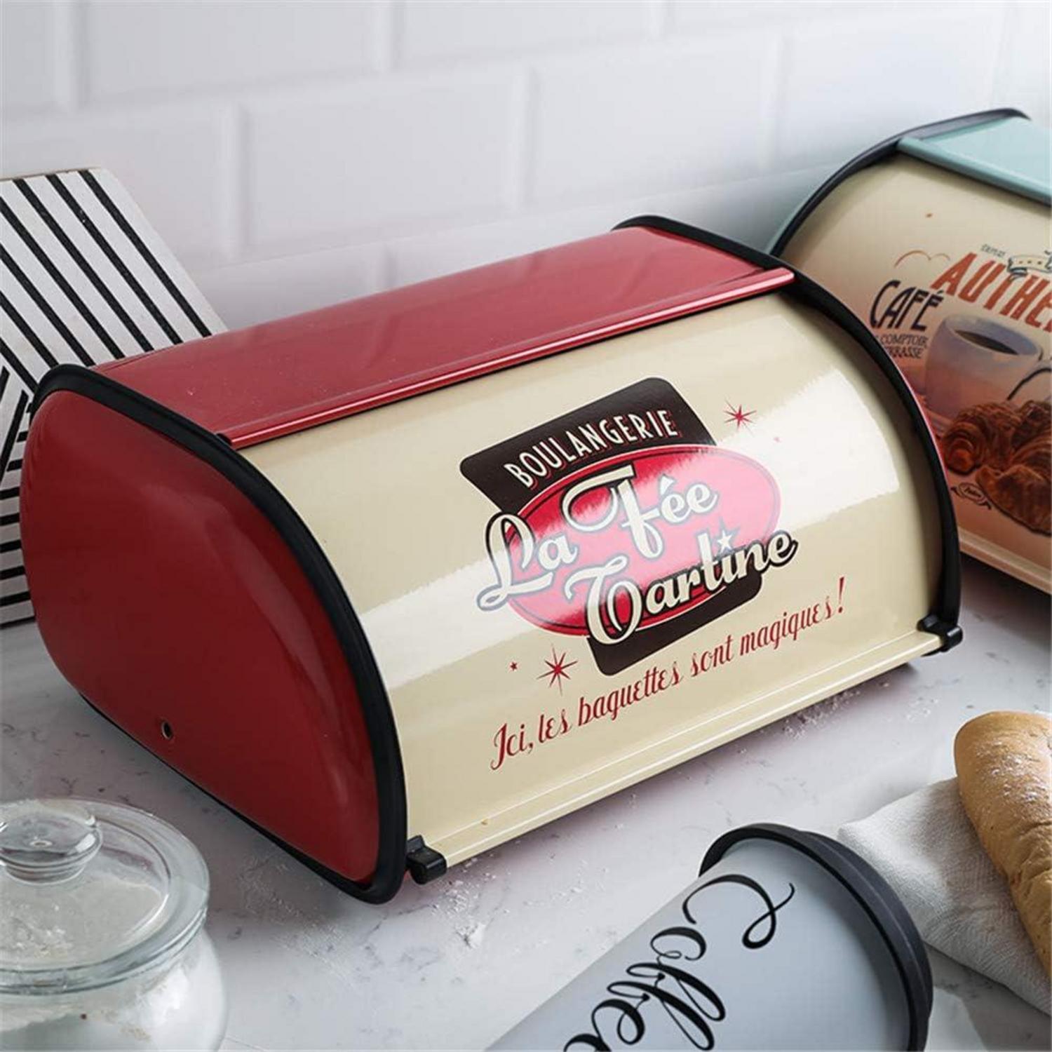 Brotkasten Vintage Aufbewahrung Roll-Top Schutzverkleidung Rot