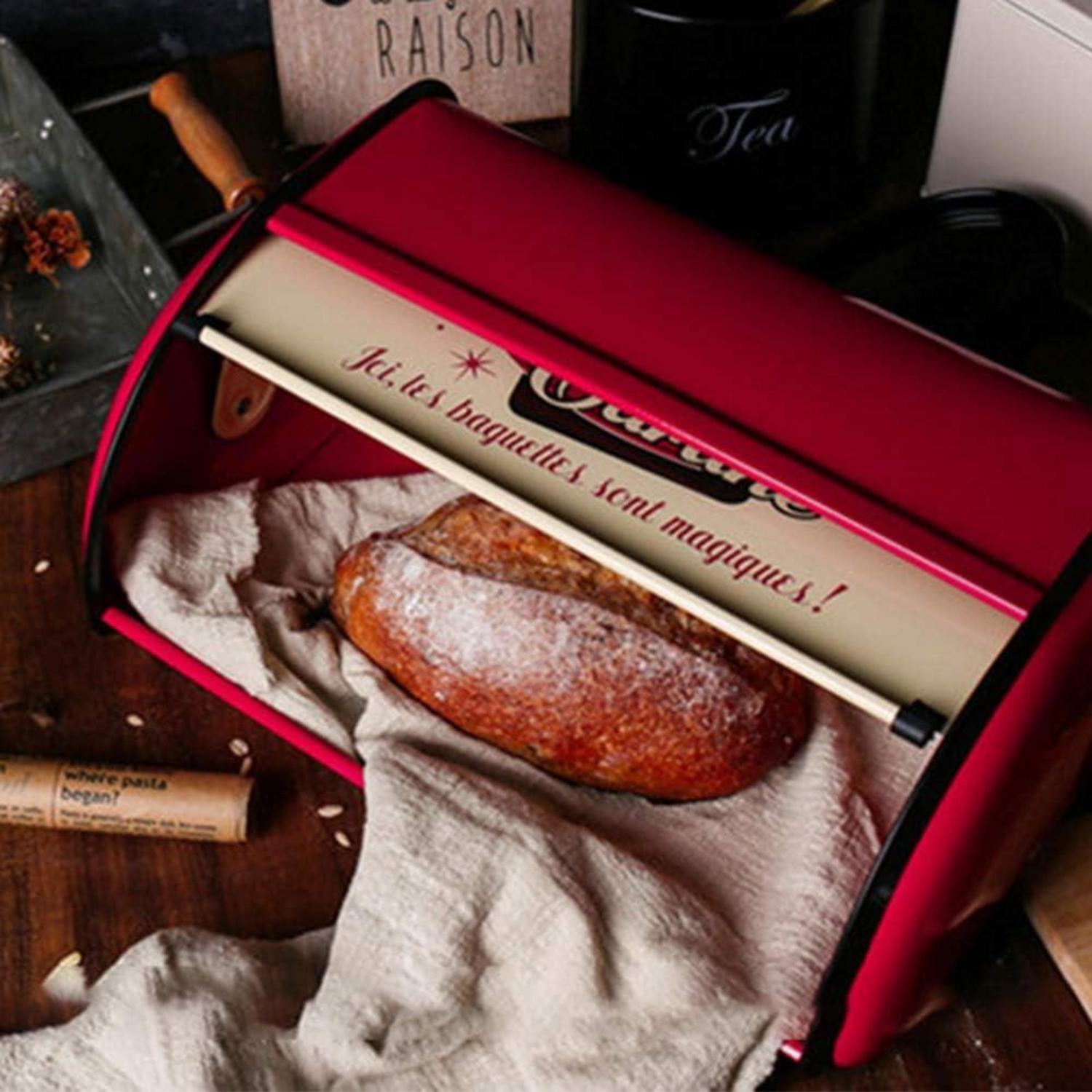 Brotkasten Vintage Rot 33cm Roll-Top Schutzverkleidung Aromatisch