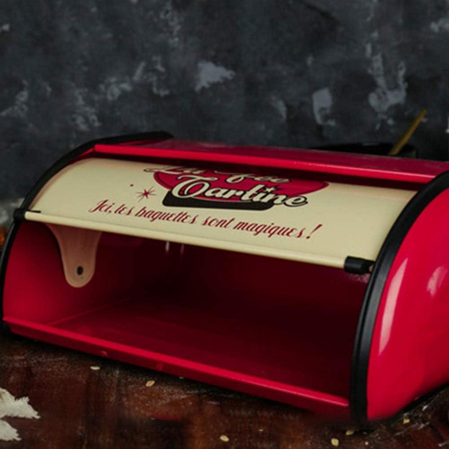 Brotkasten Vintage Aufbewahrung 33cm Roll-Top Schutzverkleidung Rot